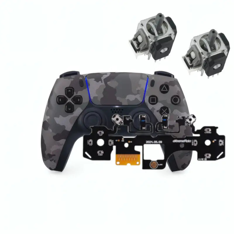 DualSense Gray Camouflage Controller with Mouse Click Mod and Hall Effect Analog Sticks