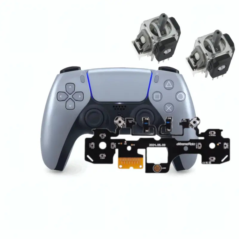 DualSense Sterling Silver Controller with Mouse Click Mod and Hall Effect Analog Sticks